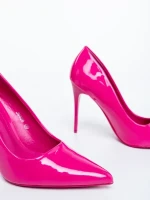 Simria rózsaszin női magassarkú cipő lakkozott ökológiai bőrből