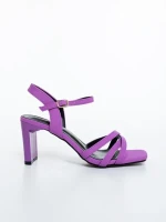 Lavania lila női magassarkú szandál textil anyagból