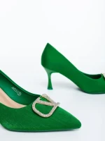 Menaka zöld női magassarkú cipő textil anyagból