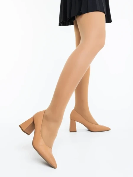 Ludena tevebarna női magassarkú cipő ökológiai bőrből