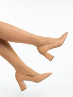 Ludena tevebarna női magassarkú cipő ökológiai bőrből