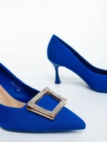 Regenda kék női magassarkú cipő textil anyagból