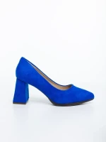 Saida kék női magassarkú cipő textil anyagból