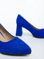 Saida kék női magassarkú cipő textil anyagból