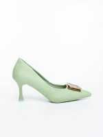 Regenda zöld női magassarkú cipő textil anyagból