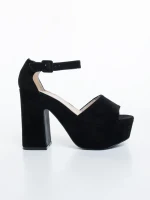 Elenia fekete női magassarkú szandál textil anyagból