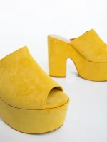 Lazara sárga női papucs textil anyagból