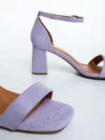 Temera lila női magassarkú szandál textil anyagból