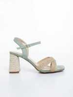 Rosea zöld női magassarkú szandál textil anyagból