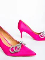 Mistera rózsaszin női magassarkú cipő textil anyagból
