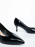Helena fekete női magassarkú cipő lakkozott ökológiai bőrből