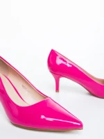 Menoza rózsaszin női magassarkú cipő lakkozott ökológiai bőrből