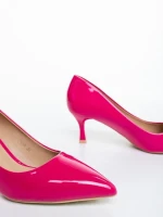 Helena rózsaszin női magassarkú cipő lakkozott ökológiai bőrből