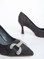 Amandi szürke női magassarkú cipő textil anyagból