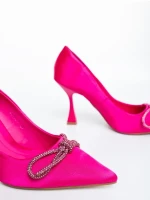 Ancona rózsaszin női magassarkú cipő textil anyagból