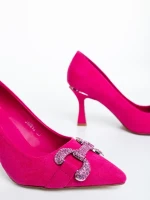 Amandi rózsaszin női magassarkú cipő textil anyagból