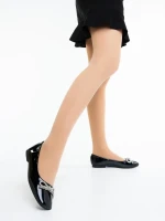 Ativa fekete női balerina lakkozott ökológiai bőrből