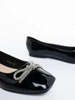 Ativa fekete női balerina lakkozott ökológiai bőrből