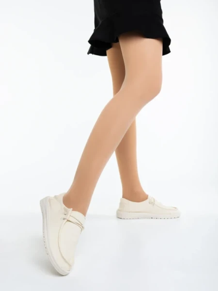 Mirada bézs női alkalmi cipő textil anyagból