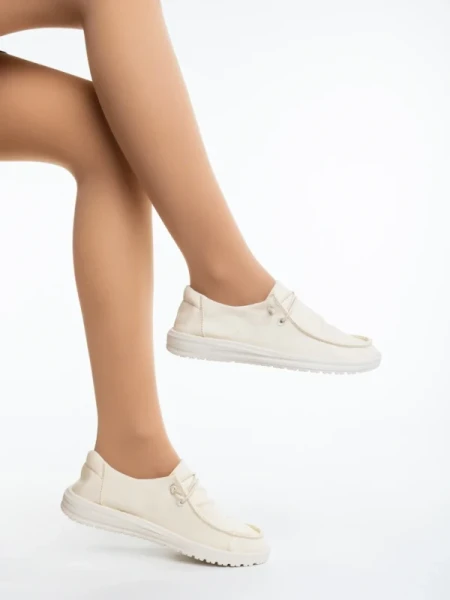 Mirada bézs női alkalmi cipő textil anyagból