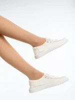 Mirada bézs női alkalmi cipő textil anyagból