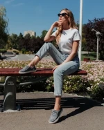 Maziva fekete női alkalmi cipő textil anyagból