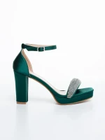 Menara zöld női magassarkú szandál textil anyagból