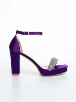 Menara lila női magassarkú szandál textil anyagból