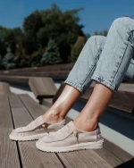 Midona bézs női alkalmi cipő textil anyagból