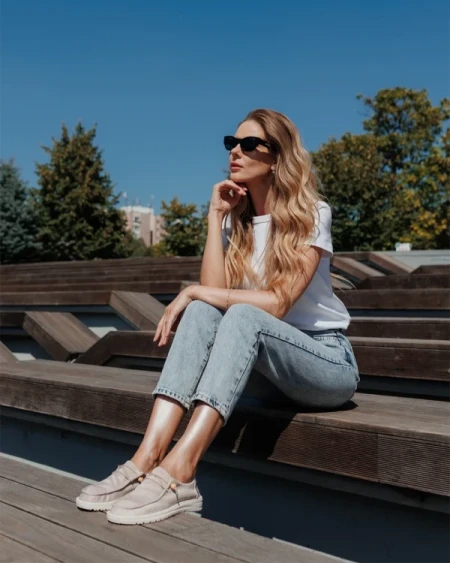 Midona bézs női alkalmi cipő textil anyagból