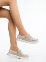 Midona bézs női alkalmi cipő textil anyagból