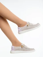 Midona bézs női alkalmi cipő textil anyagból