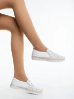 Emena fehér női félcipő ökológiai bőrből