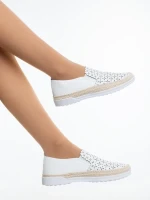 Emena fehér női félcipő ökológiai bőrből