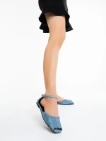 Elmena kék női szandál textil anyagból
