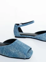 Elmena kék női szandál textil anyagból