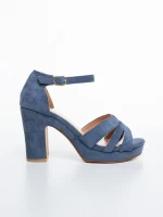 Laduna kék női magassarkú szandál textil anygaból