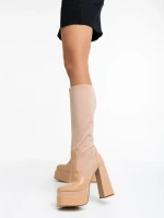 Camaya bézs, női csizma ökológiai bőrből és textil anyagból