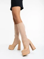 Camaya bézs, női csizma ökológiai bőrből és textil anyagból