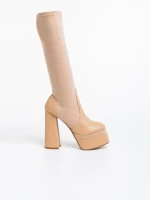 Camaya bézs, női csizma ökológiai bőrből és textil anyagból