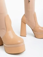 Camaya bézs, női csizma ökológiai bőrből és textil anyagból