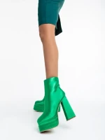 Zosime zöld, női bokacsizma textil anyagból