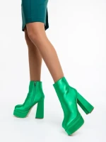 Zosime zöld, női bokacsizma textil anyagból