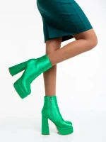 Zosime zöld, női bokacsizma textil anyagból