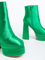 Zosime zöld, női bokacsizma textil anyagból