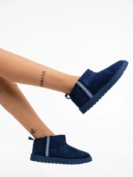 Aloani tengerészkék, női csizma, textil anyagból