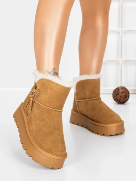 Ghete Dama din piele naturala 5W95 YELLOW | PANTOFUL