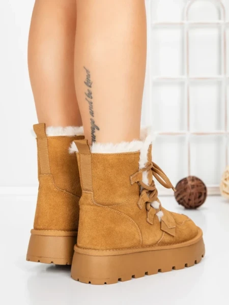 Ghete Dama din piele naturala 5W96 YELLOW | PANTOFUL