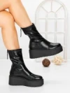 Ghete Dama cu Platforma 5AH57 BLACK | MEI