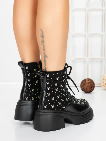 Ghete Dama cu Platforma 5WL89 BLACK | MEI